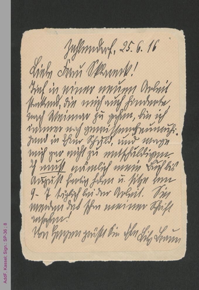 Brief von Lily Braun an Francis Sklarek, hs. / Seite 1