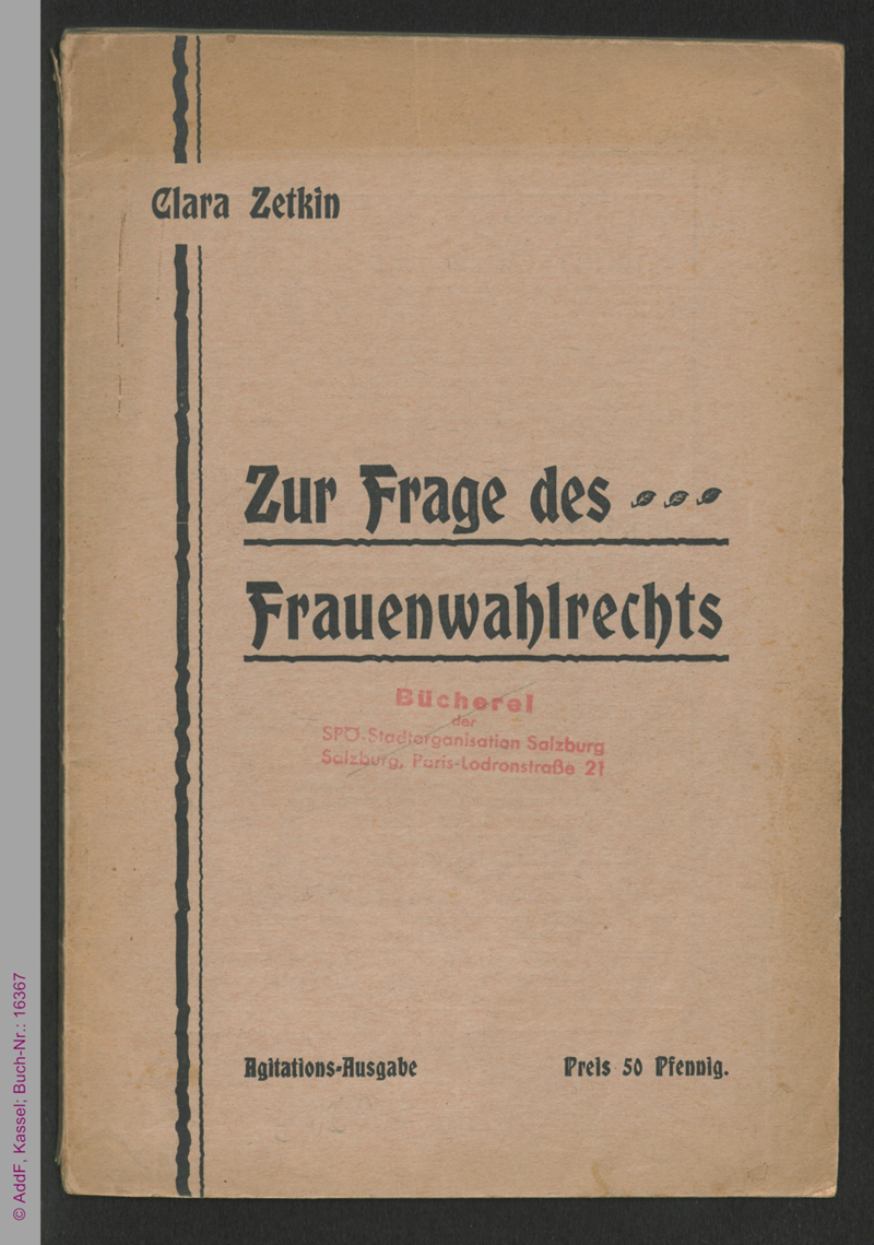 Zur Frage des Frauenwahlrechts : Bearbeitet nach dem Referat auf der Konferenz sozialistischer Frauen zu Mannheim