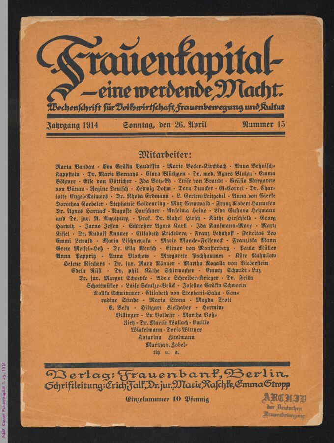 Frauenkapital (1.1914,15u.17u.26u.29-31) / Seite 1