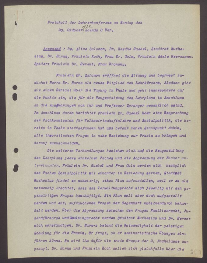Ausbildungsunterlagen: DozentInnenkonferenzen 1908-1933 / Seite 2
