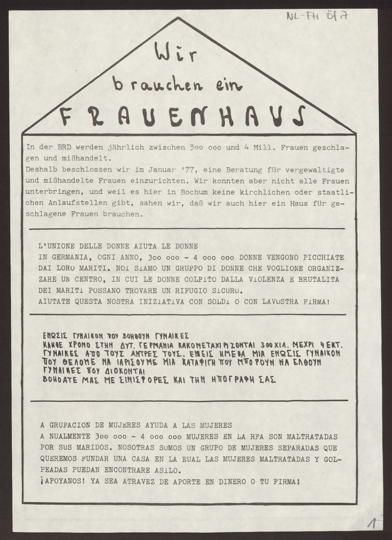 Wir brauchen ein FRAUENHAUS