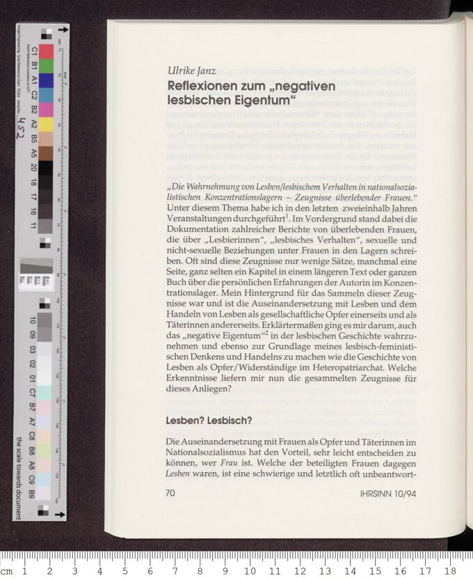 Reflexionen zum "negativen lesbischen Eigentum"