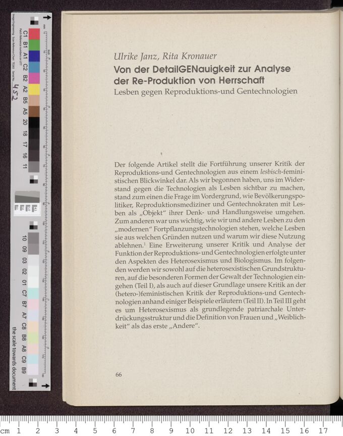 Von der DetailGENauigkeit zur Analyse der Re-Produktion von Herrschaft : Lesben gegen Reproduktions- und Gentechnologien