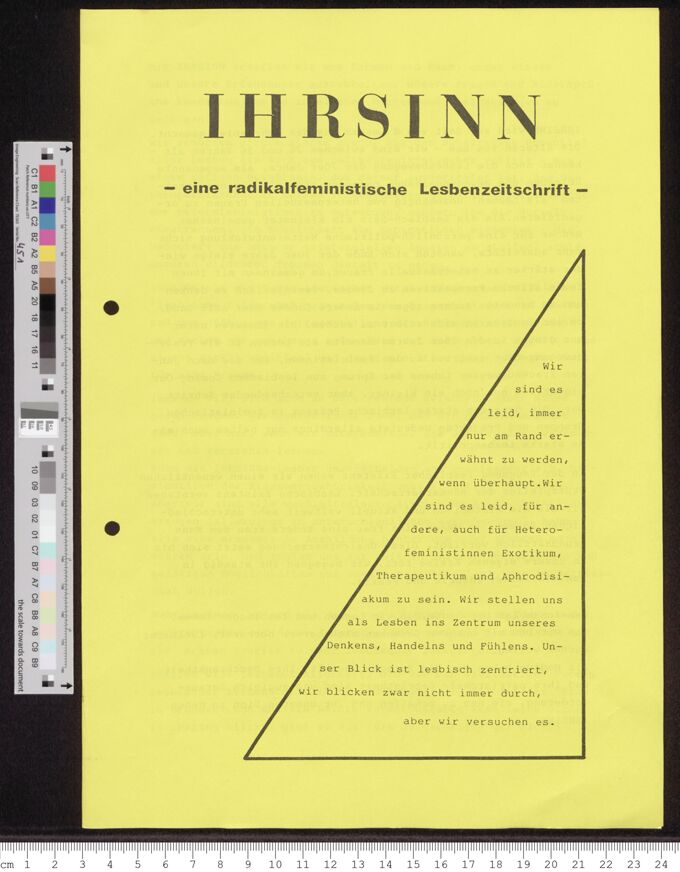 IHRSINN - eine radikalfeministische Lesbenzeitschrift