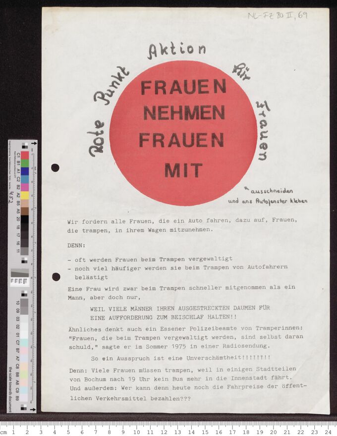 Rote Punkt Aktion für Frauen nehmen Frauen mit