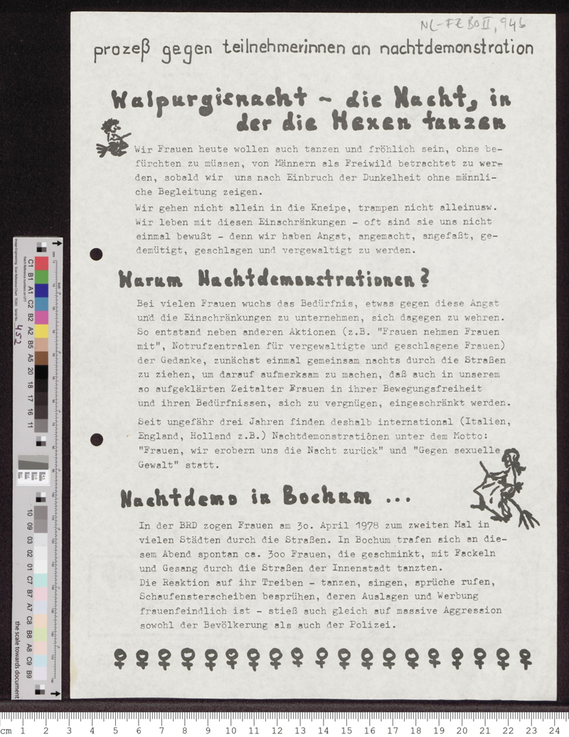 "Prozess gegen Teilnehmerinnen der Nachtdemonstration - Walpurgisnacht - die Nacht, in der die Hexen tanzen"