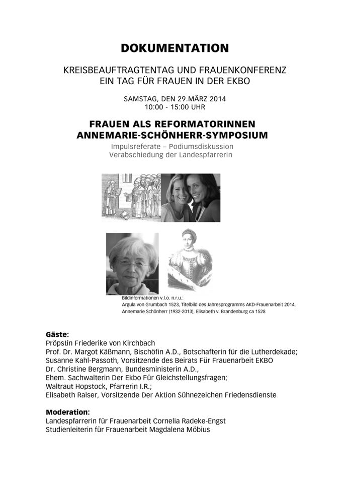 Dokumentation des Annemarie Schönherr Symposiums / Seite 1