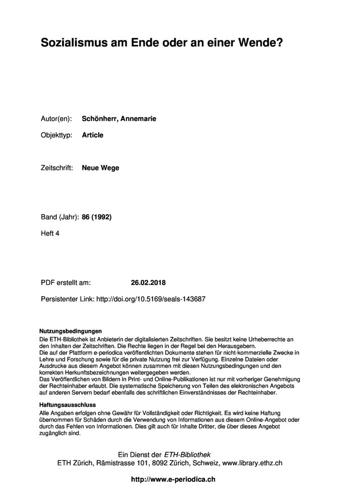 Sozialismus am Ende oder an einer Wende? / Seite 1