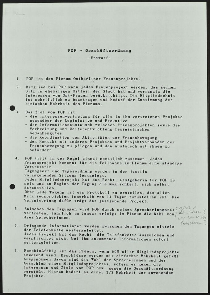 Plenum Ostberliner Frauenprojekte (POP)