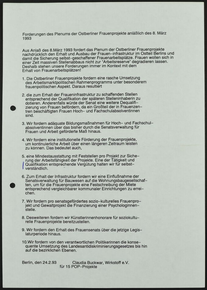 Plenum Ostberliner Frauenprojekte (POP)