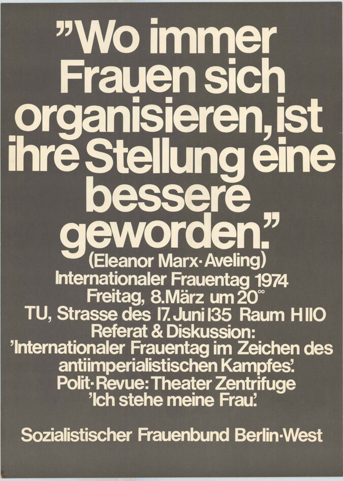 "Wo immer Frauen sich organisieren, ist ihre Stellung eine bessere geworden" / Seite 1