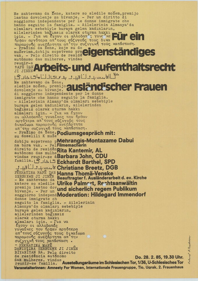 Für ein eigenständiges Arbeits- und Aufenthaltsrecht ausländischer Frauen / Seite 1