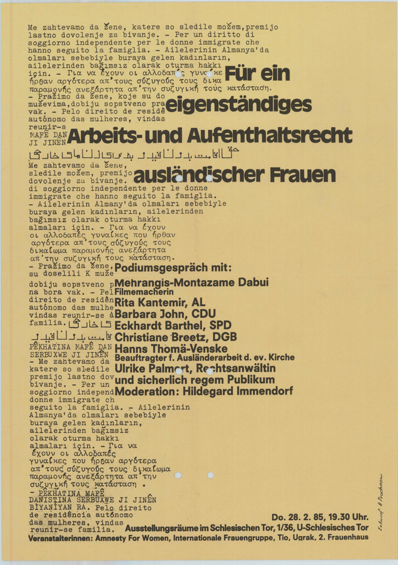 Für ein eigenständiges Arbeits- und Aufenthaltsrecht ausländischer Frauen