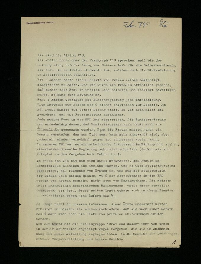 Wir sind die Aktion 218 / Seite 1