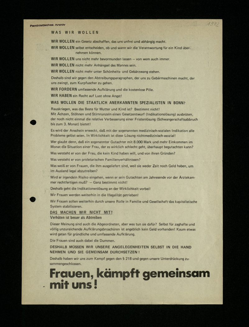 Flugblatt Demonstrationsaufruf