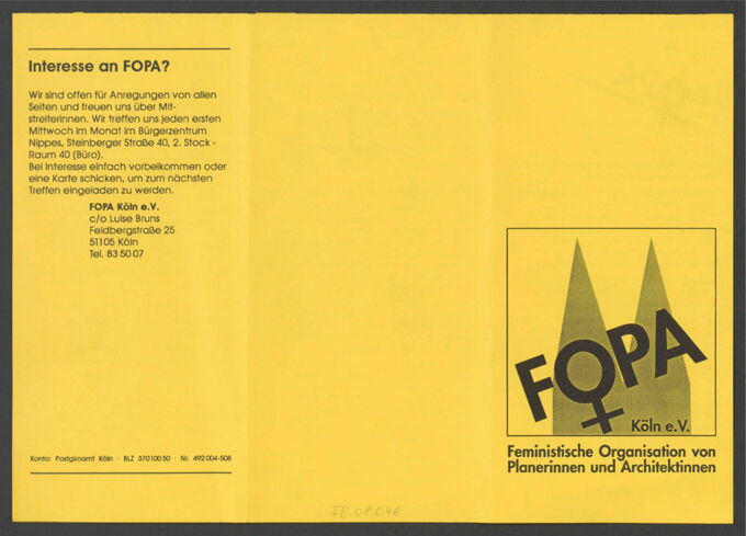 FOPA Köln e.V. Feministische Organisation von Planerinnen und Architektinnen / Seite 1