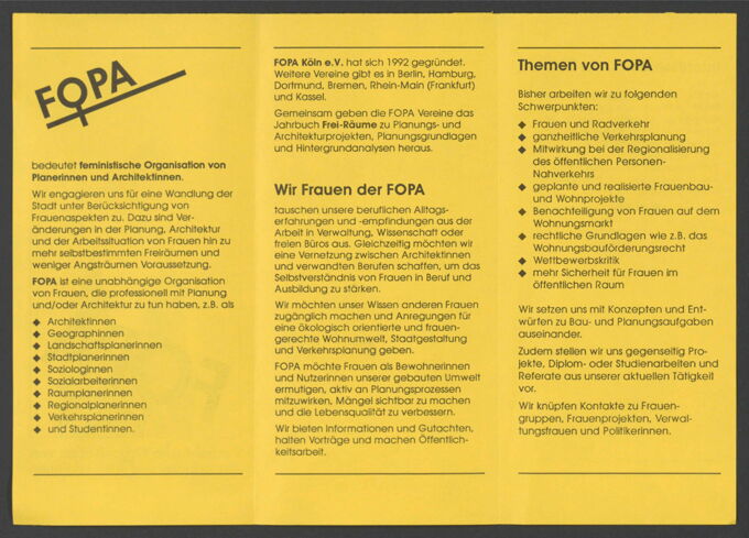 FOPA Köln e.V. Feministische Organisation von Planerinnen und Architektinnen / Seite 2