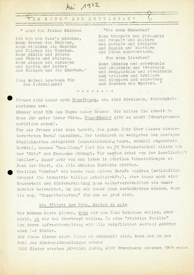 Wem nützt der Muttertag? / Seite 1