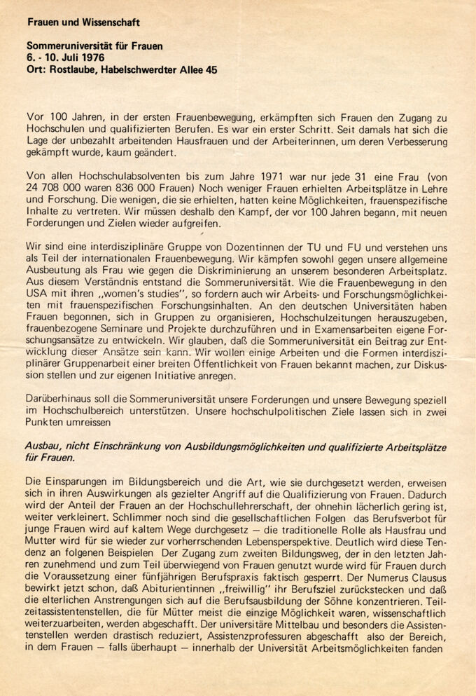 Frauen und Wissenschaft / Seite 1