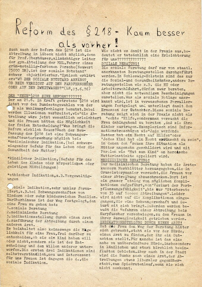 Reform des §218 - Kaum besser als vorher! / Seite 1