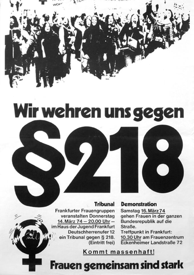 Wir wehren uns gegen § 218 [Paragraph zweihundertachtzehn] : Frauen gemeinsam sind stark / Seite 1