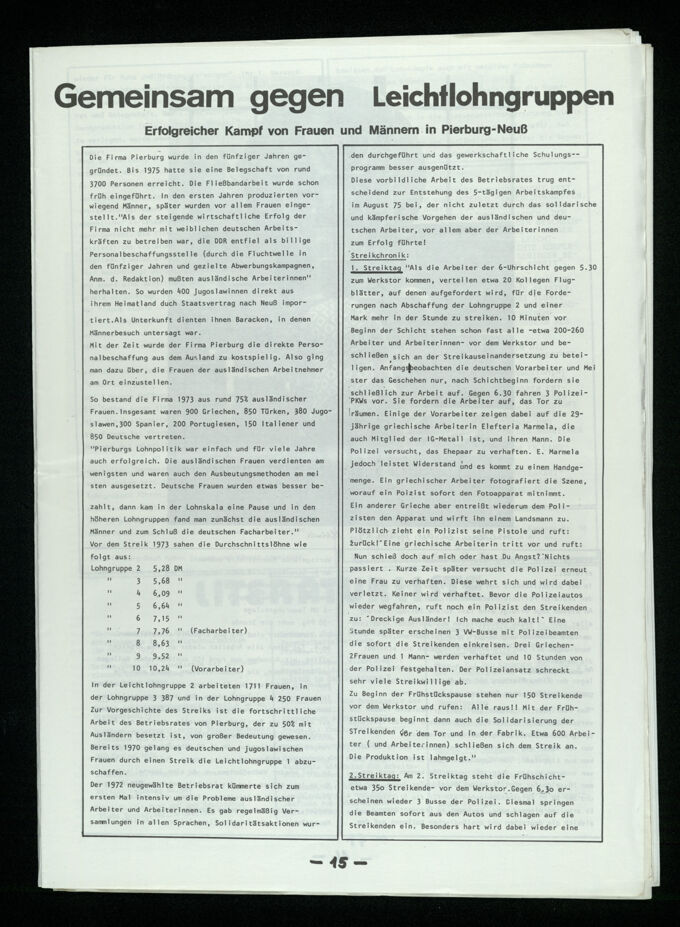 Frauenzeitung : Frauen gemeinsam sind stark ; zwischen Kochtopf und Maloche (1976)9/10 / Seite 15