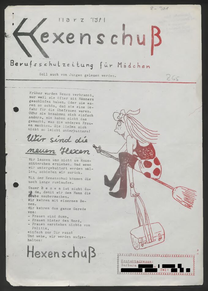 Hexenschuß : Berufsschulzeitung für Mädchen (1971)März / Seite 1