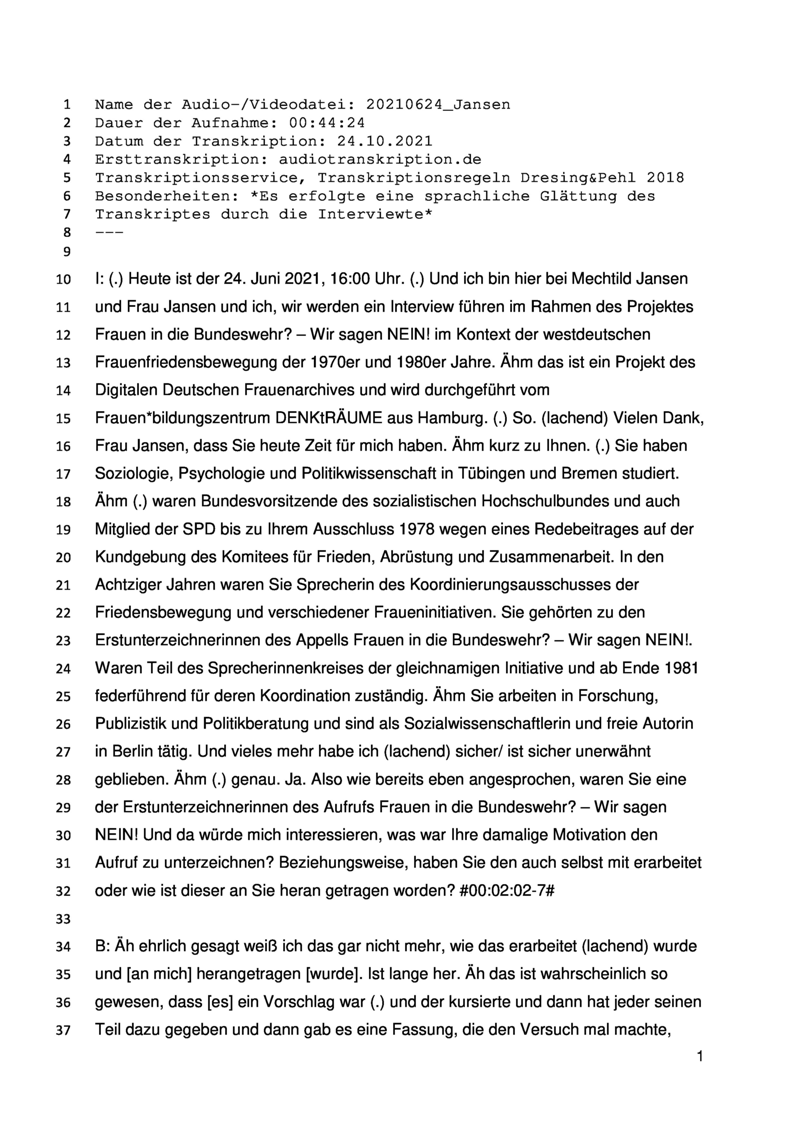 Interview mit Mechtild Jansen