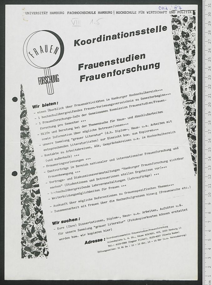 Koordinationsstelle Frauenstudien Frauenforschung