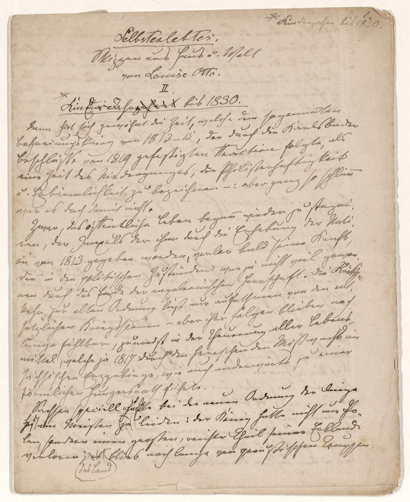 Otto, Louise: Selbsterlebtes. Skizzen aus Haus und Welt. II. Kinderjahre bis 1830