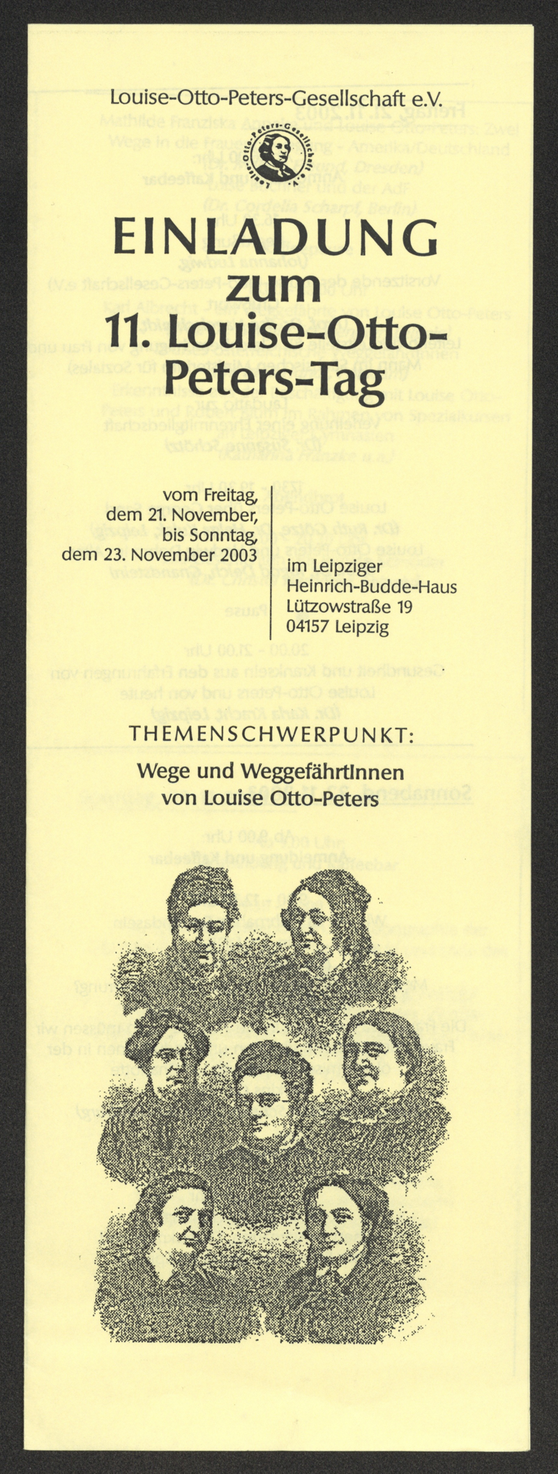 Einladung zum 11. Louise-Otto-Peters-Tag: Wege und Weggefährtinnen von Louise Otto-Peters