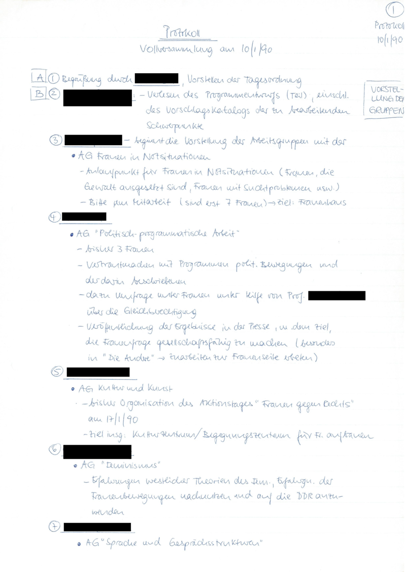 Protokoll : Vollversammlung am 10/1/90