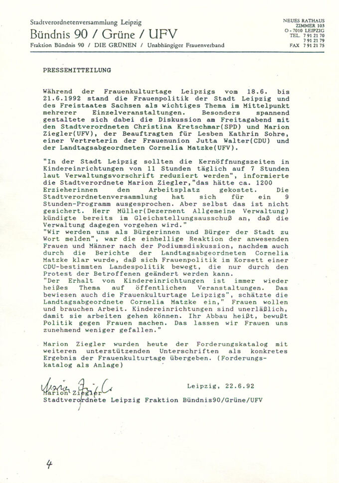 Pressemitteilung zur Kitadiskussion