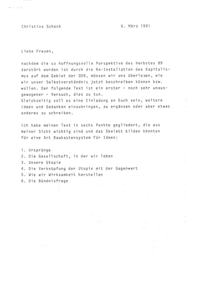 [Rede von Christina Schenk zum 2. Bundeskongress des UFV in Leipzig] 