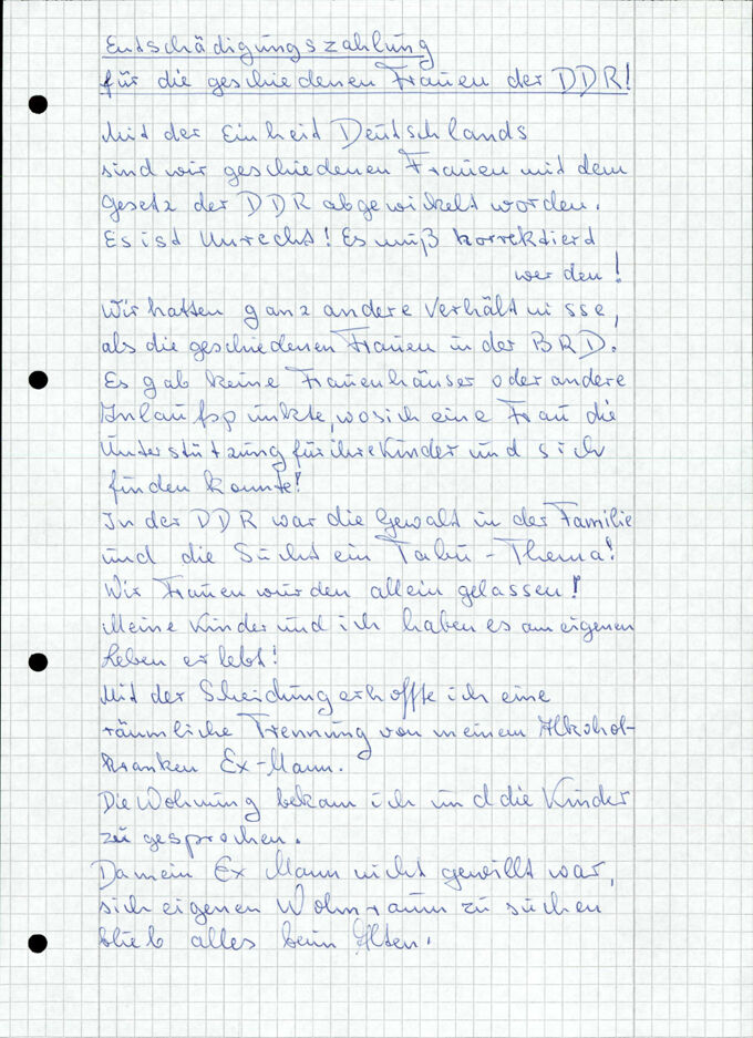 [Verein der in der DDR geschiedenen Frauen e.V.]