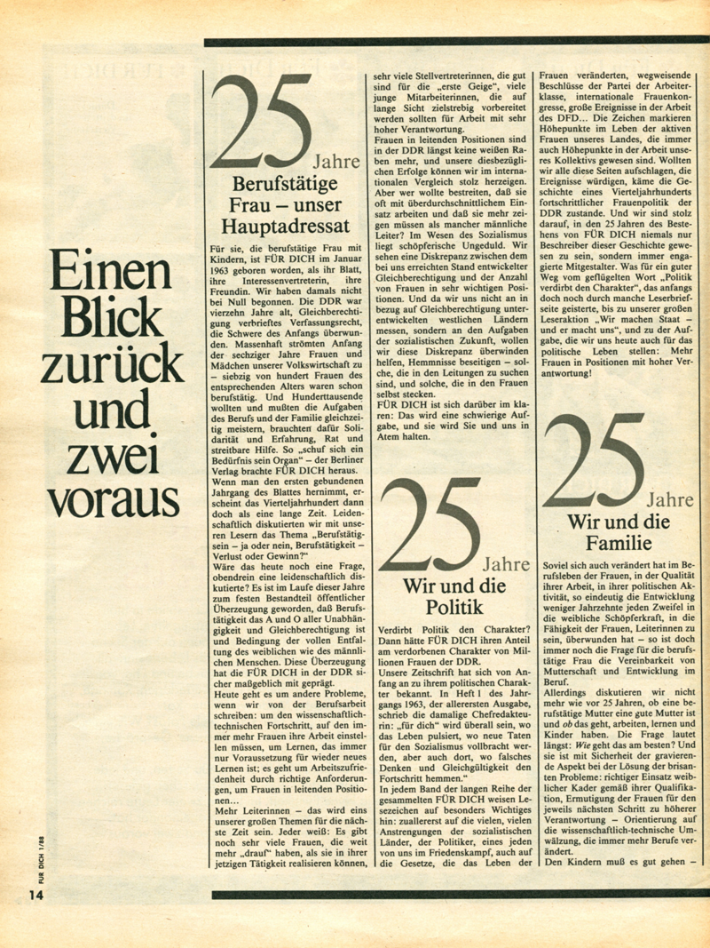 Für Dich - Zeitschriftenartikel 1980 - 1988