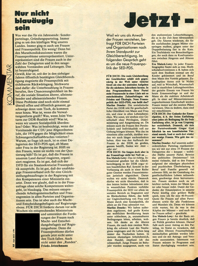 Für Dich - Zeitschriftenartikel 1989 - 1990