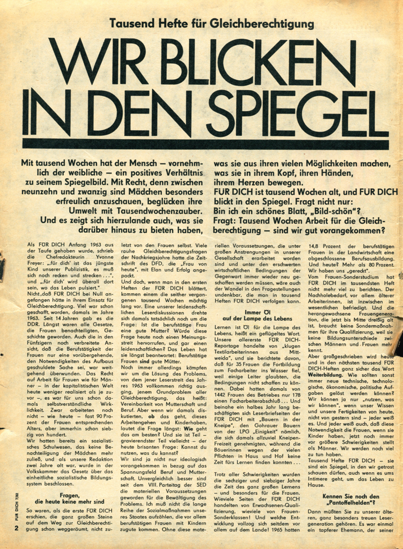 Für Dich - Zeitschriftenartikel 1980 - 1988