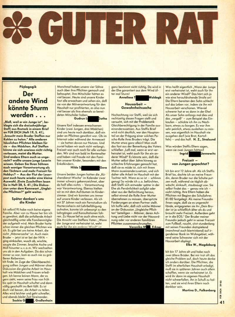 Für Dich - Zeitschriftenartikel 1980 - 1988