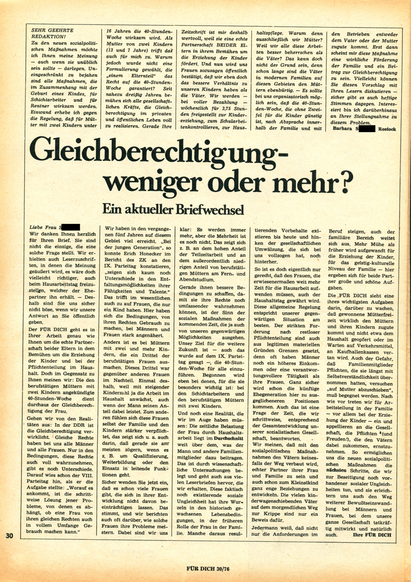 Für Dich - Zeitschriftenartikel 1970-1979