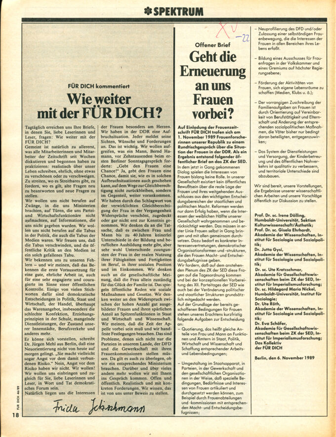 Für Dich - Zeitschriftenartikel 1989 - 1990