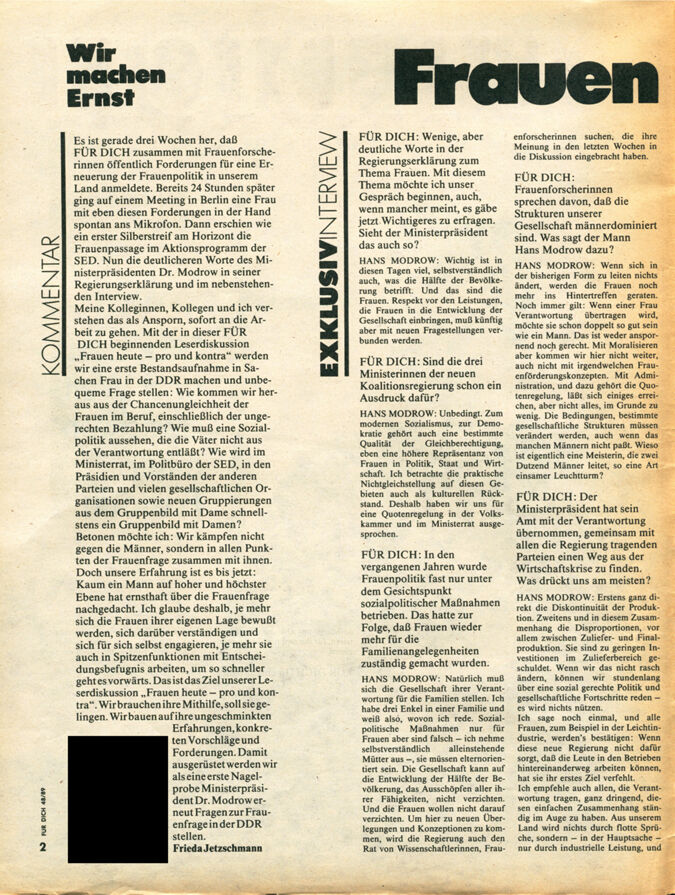 Für Dich - Zeitschriftenartikel 1989 - 1990