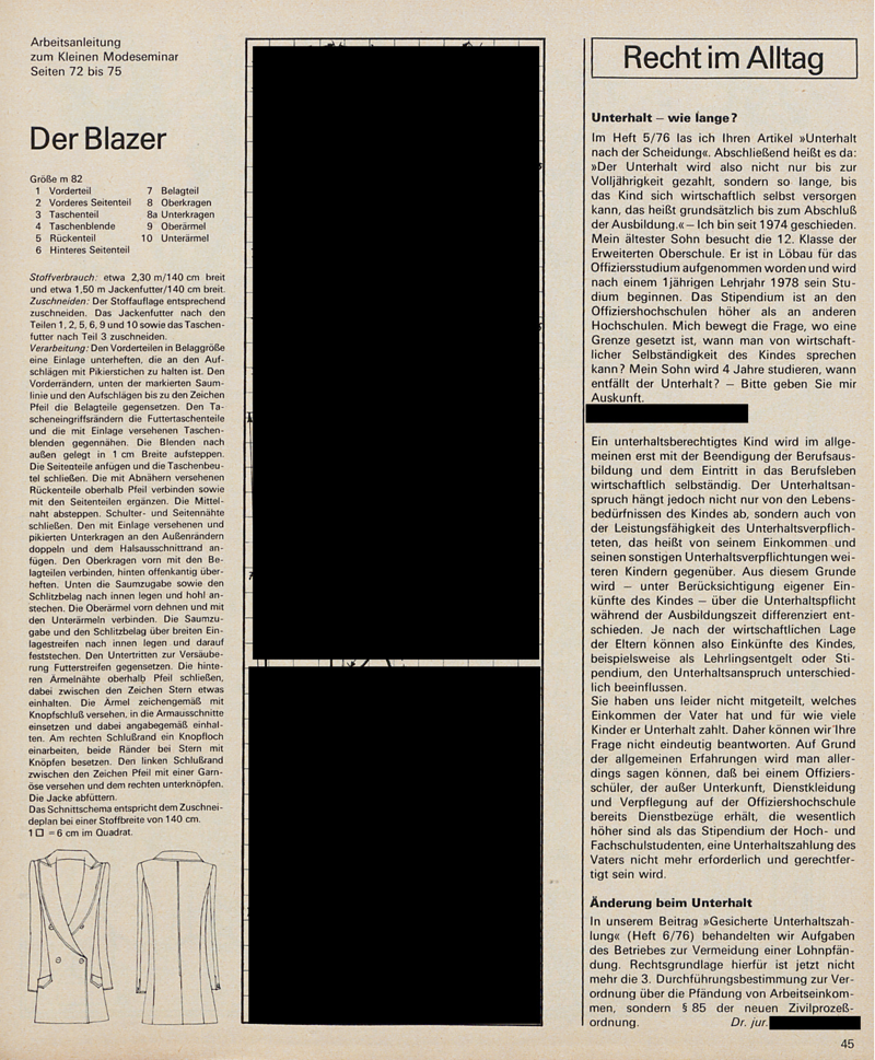Sibylle - Zeitschriftenartikel 1970 - 1979