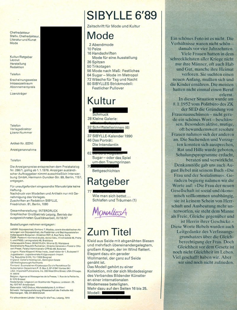 Sibylle - Zeitschriftenartikel 1980 - 1990