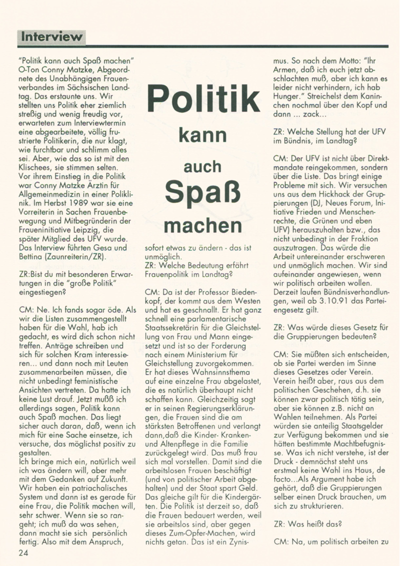 Politik kann auch Spaß machen : Interview mit Cornelia Matzke