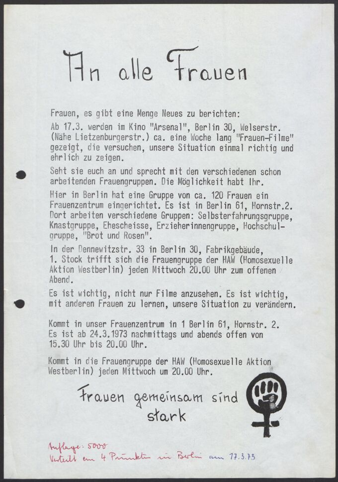 diverse Materialien zu Aktionen aus den Anfangsjahren (HAW-Frauengruppe) / Seite 4