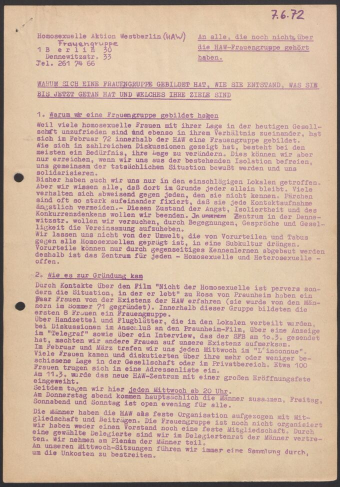 diverse Materialien zu Aktionen aus den Anfangsjahren (HAW-Frauengruppe) / Seite 23